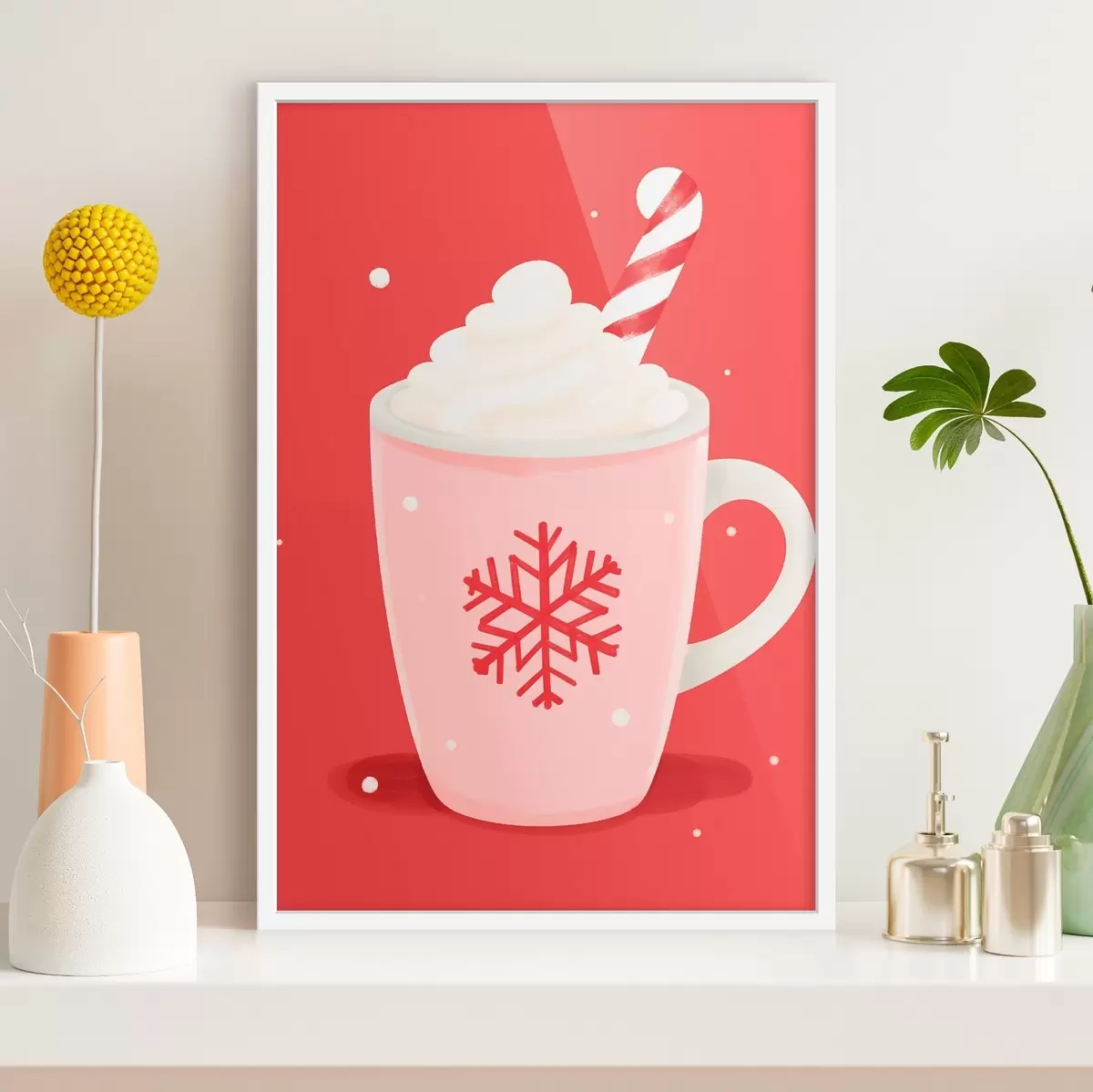 Poster Weihnachts-Kakao mit Sahne und Zuckerstange f46625