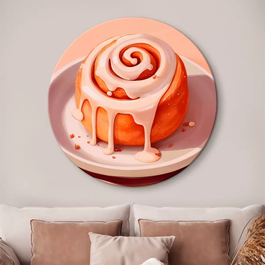 Wandbilder Zimtschnecke mit Sahne-Glasur r46624