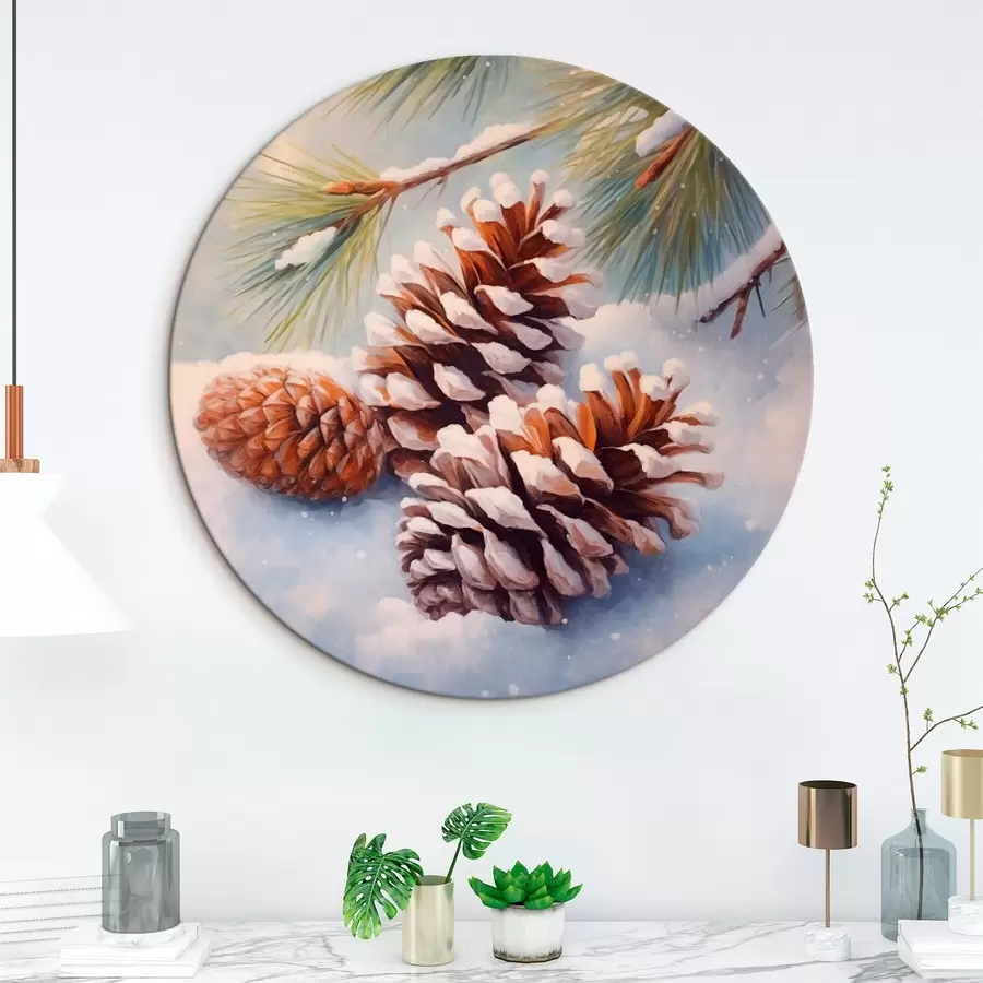 Wandbilder Schneebedeckte Tannenzapfen und Äste r46631