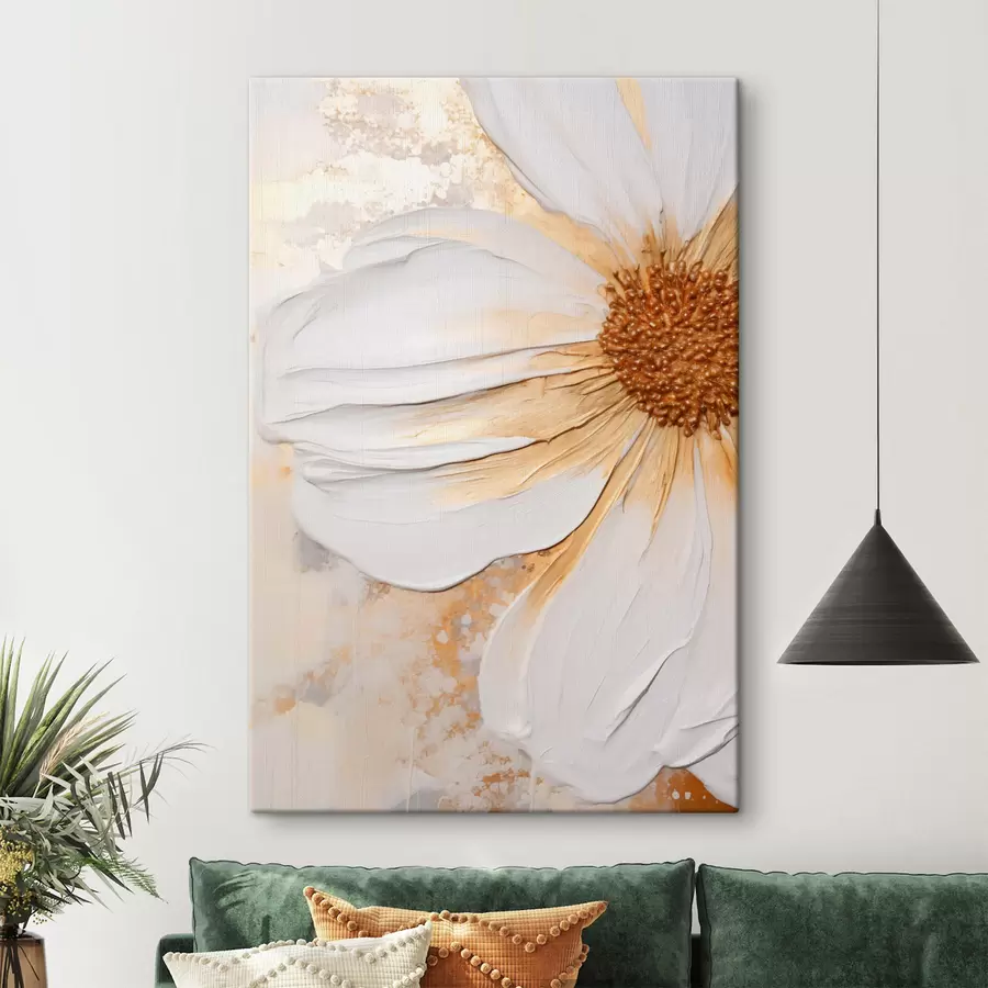 Wandbilder Eine weiße Blume mit zarten Blütenblättern, strukturiertem abstrakten Hintergrund, elegant, dekorative Kunst s46692