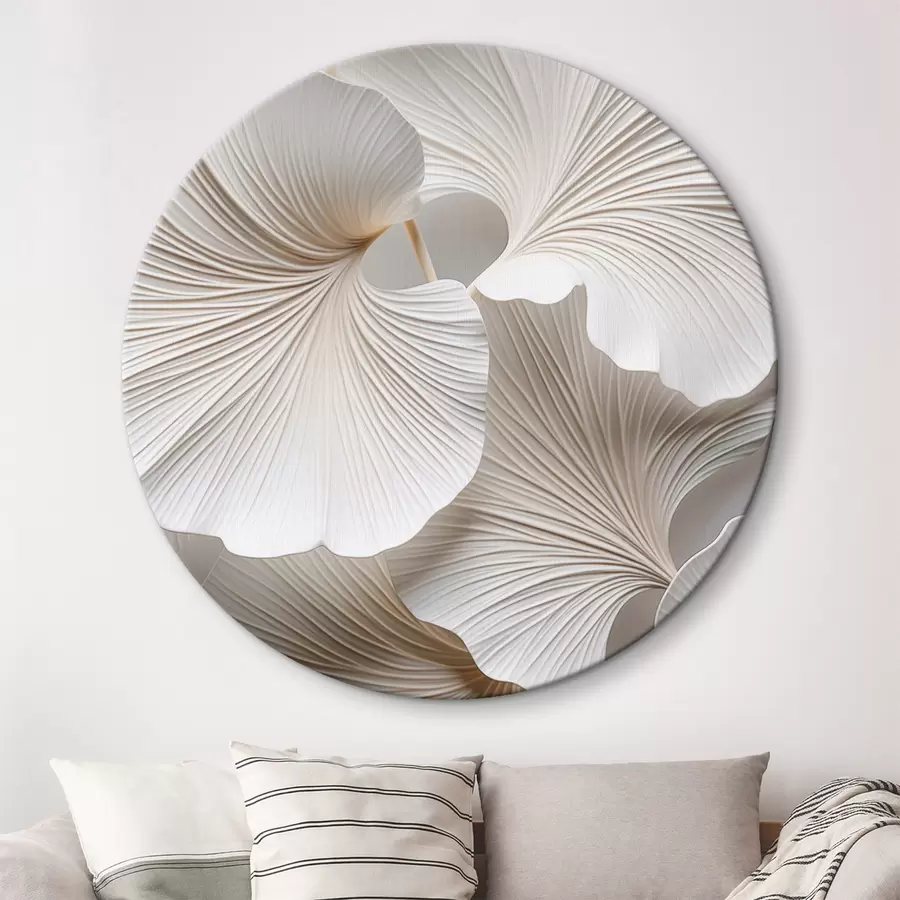 Wandbilder Weiße Ginkgo-Biloba-Blätter mit detaillierten Adern, sanfter Beleuchtung, strukturiertem, elegantem und minimalistischem Design r46705