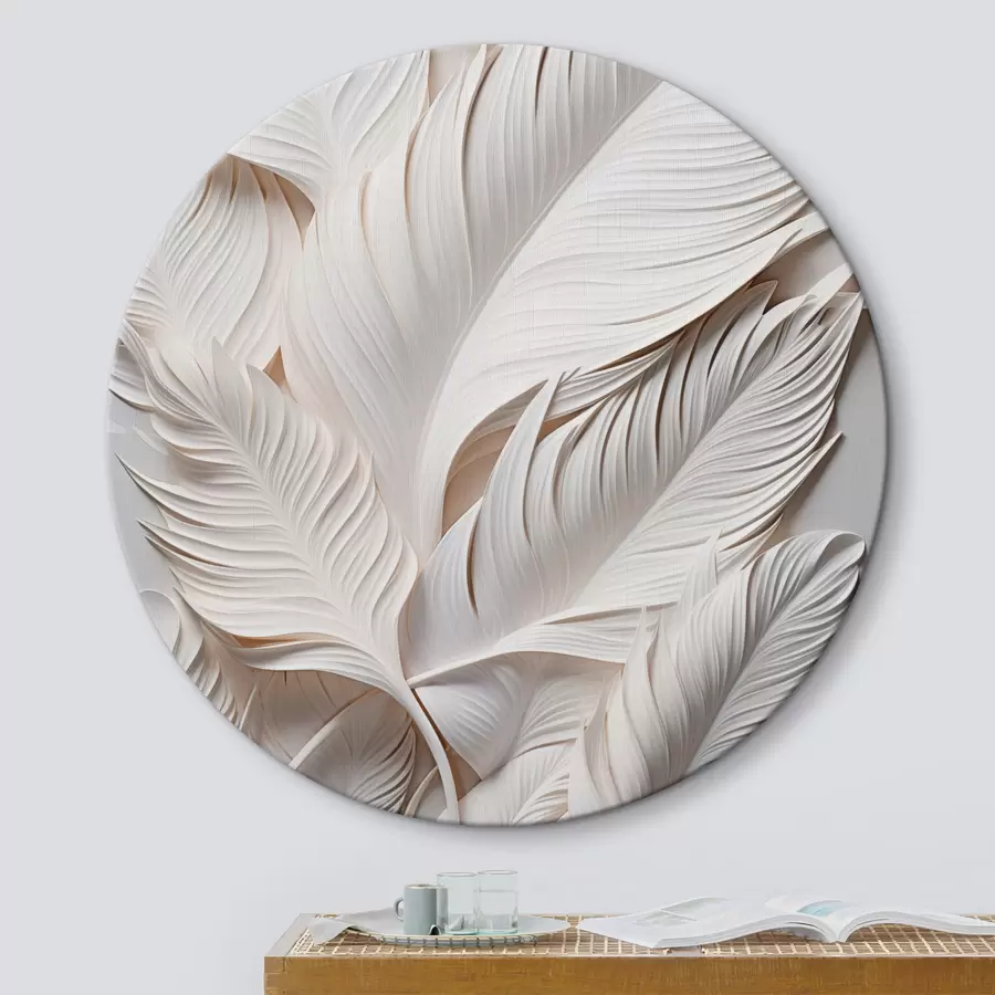 Wandbilder Weiße Blätter mit filigranen Details, die einen strukturierten und vielschichtigen Effekt erzeugen, minimalistische Kunst r46706