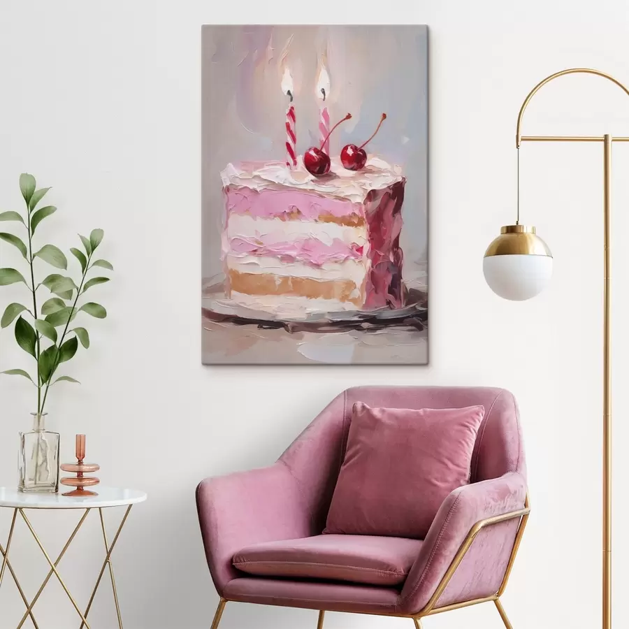 Wandbilder Ein Stück Kuchen, das ein Gemälde imitiert s46718