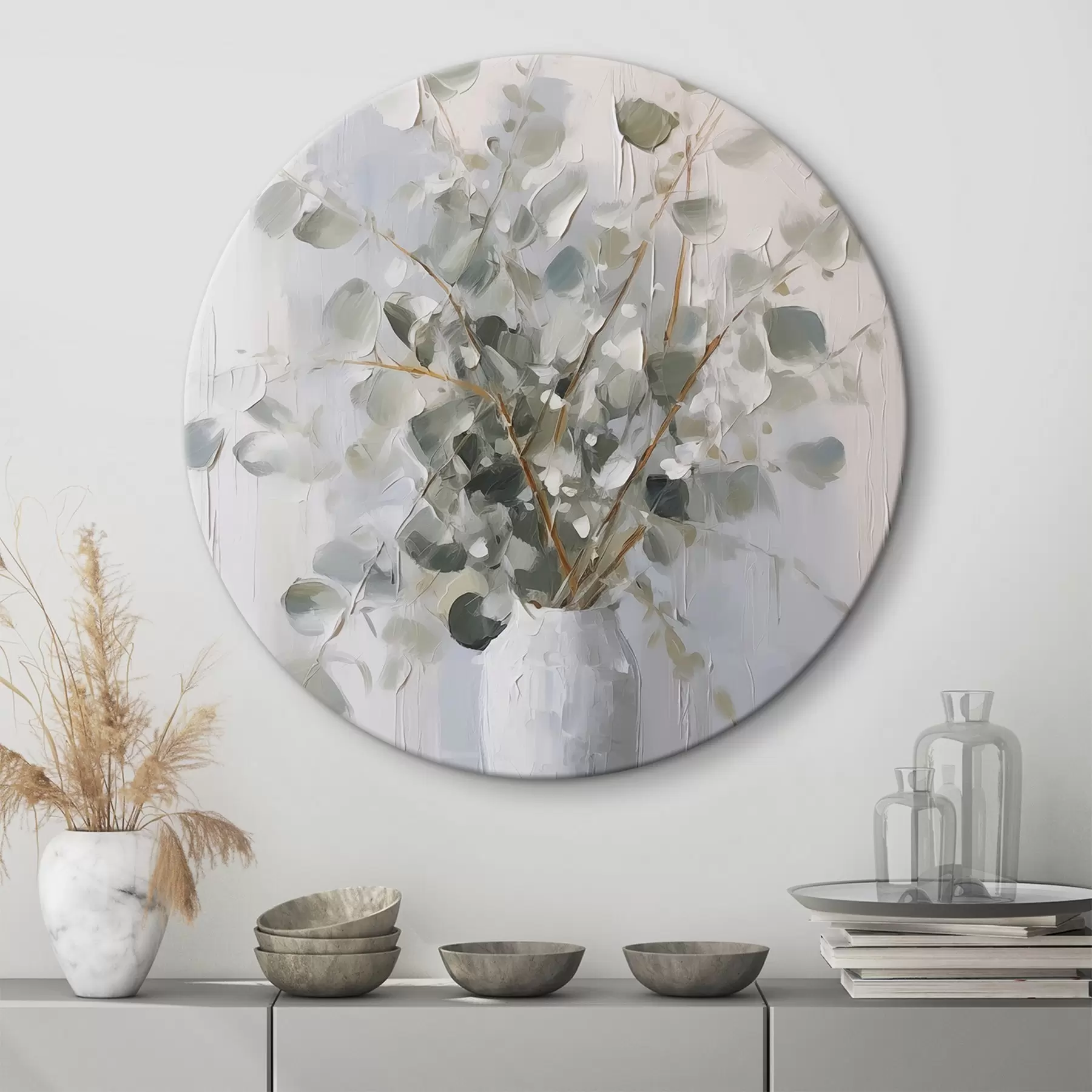 Wandbilder Zweige mit Laub in einer Vase, Imitationsgemälde r46720