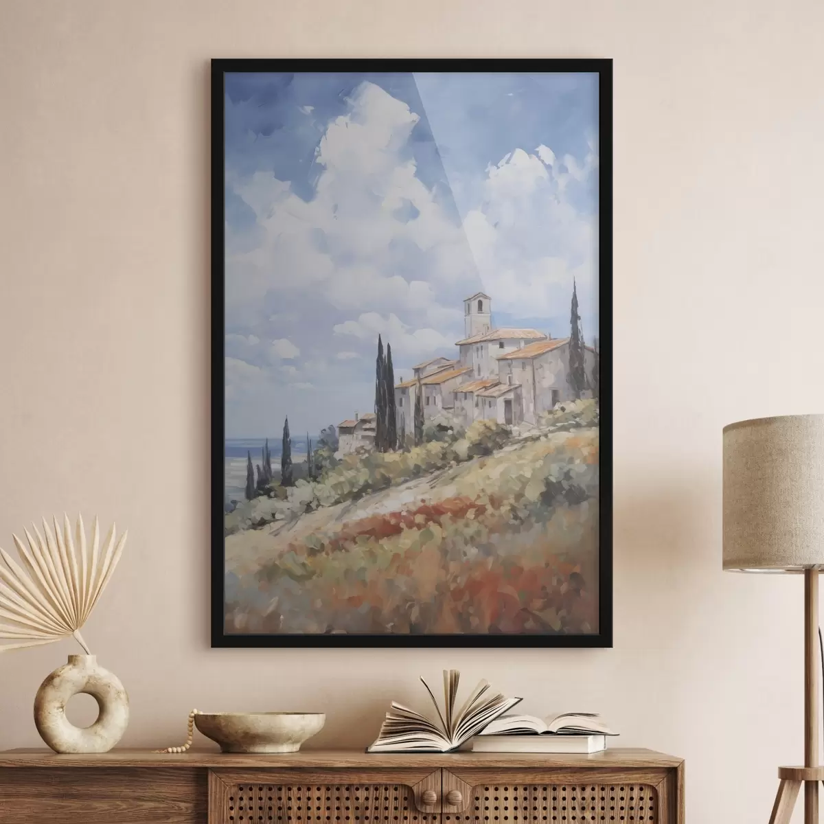 Poster Imitation einer ländlichen Landschaft in der Malerei f46716