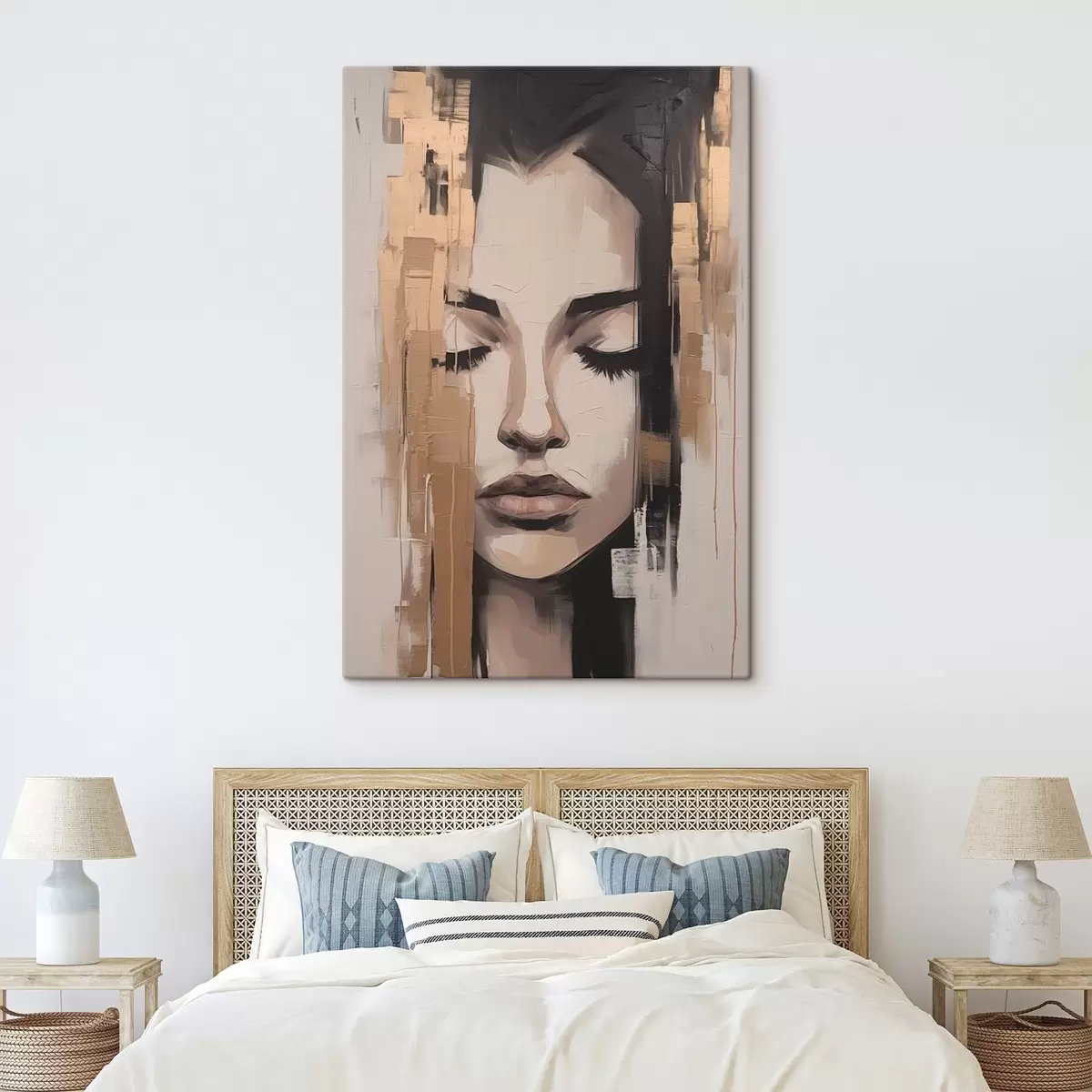 Wandbilder Porträt einer Frau. Abstrakte Pinselstriche s46733