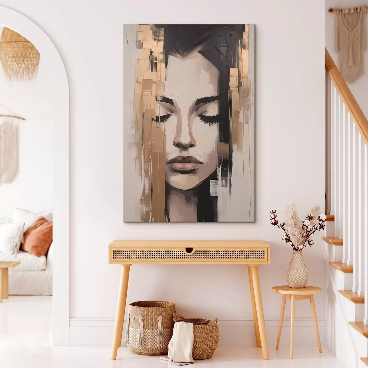Wandbilder Porträt einer Frau. Abstrakte Pinselstriche s46733