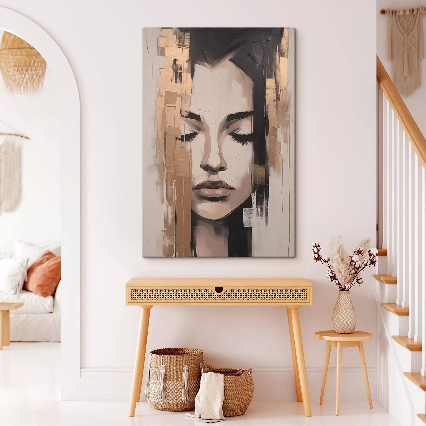 Wandbilder Porträt einer Frau. Abstrakte Pinselstriche s46733
