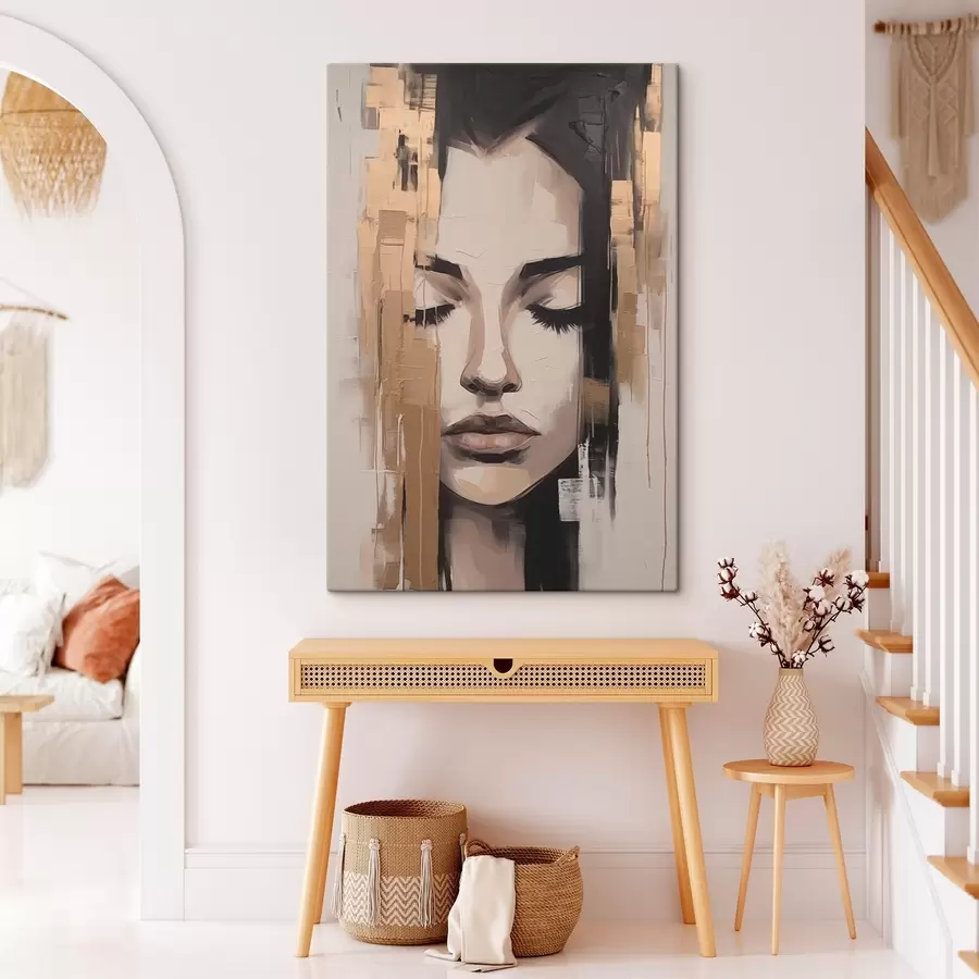 Wandbilder Porträt einer Frau. Abstrakte Pinselstriche s46733