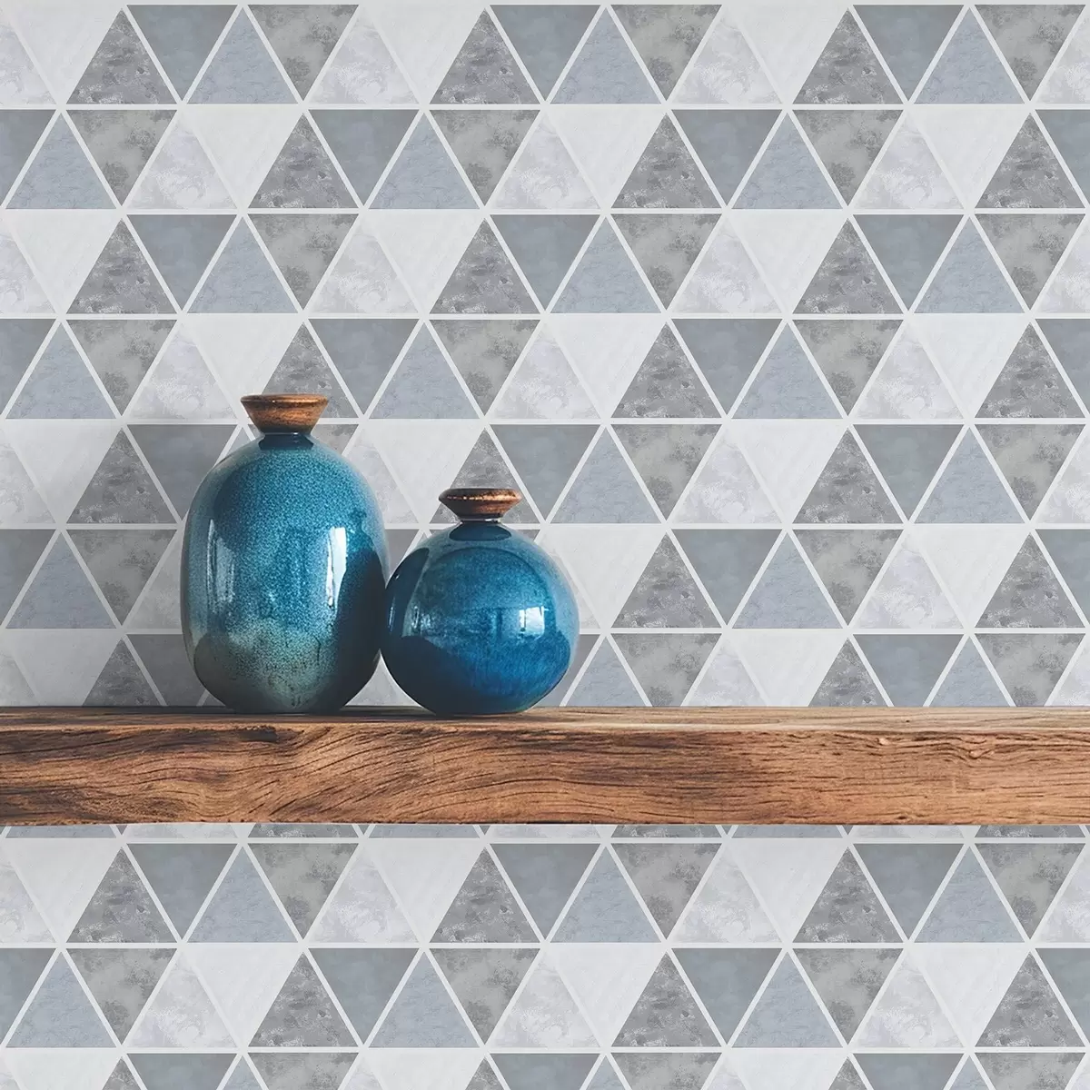 Tapete Dreiecksgeometrie in kühlen Blaugrautönen a00917v1