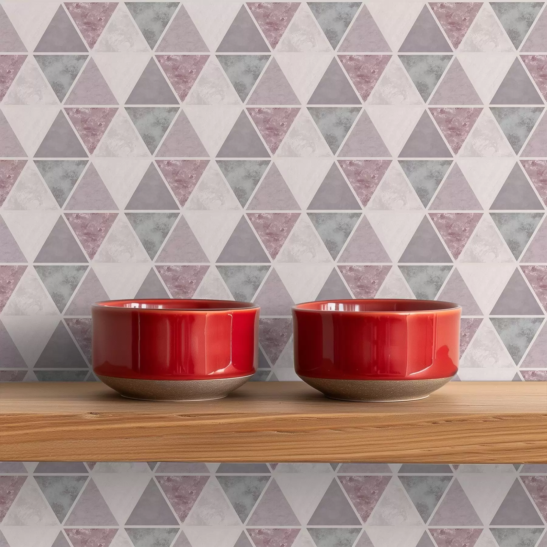 Fototapete Weiche Dreiecke in Grau-Rosa- und Pudertönen a00918