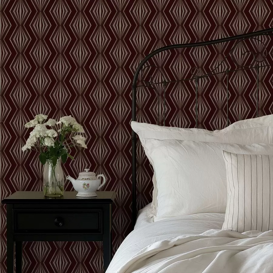 Fototapete Diamantförmiges geometrisches Muster auf weinrotem Hintergrund a00925v1