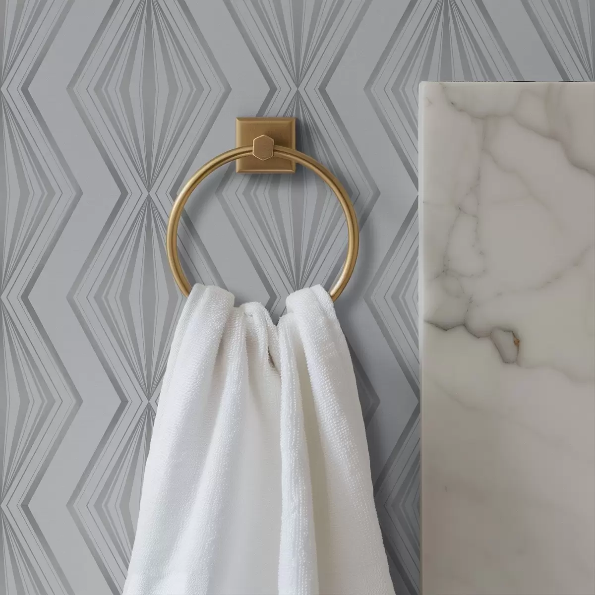 Tapete Gestreifte Rauten in einer kühlen grau-blauen Farbpalette a00925v3