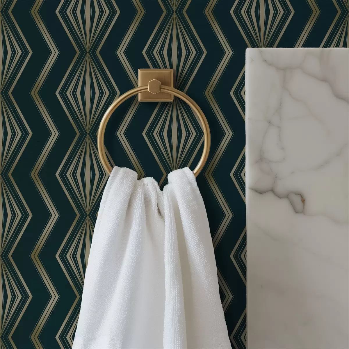 Tapete Dunkles Blaugrün mit geometrischem Rautenmuster a00973v1