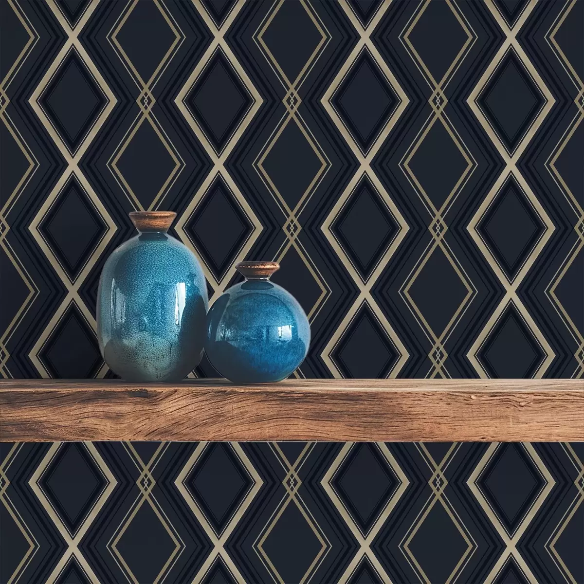 Tapete Dunkelblaues Raster mit dünnen hellen Linien a00975