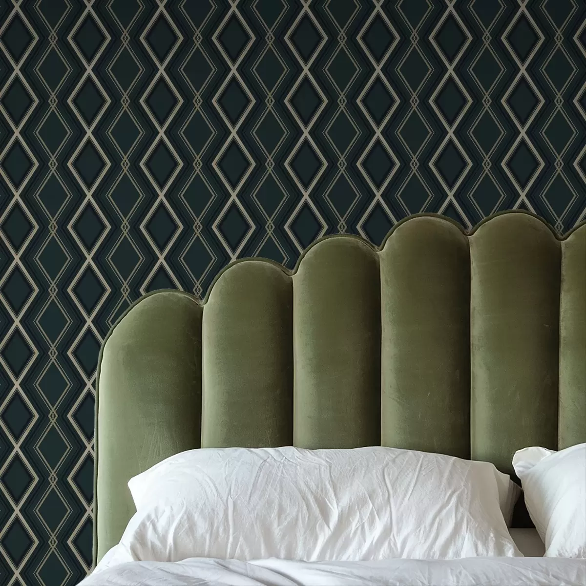 Tapete Dunkler blaugrüner Hintergrund mit sich wiederholendem Rautenmuster a00975v1