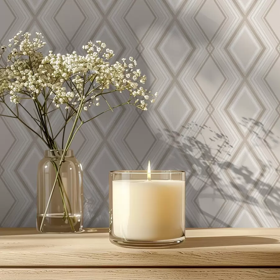 Fototapete Hellbeiger Hintergrund mit mehrschichtigem Rautenraster a00975v2