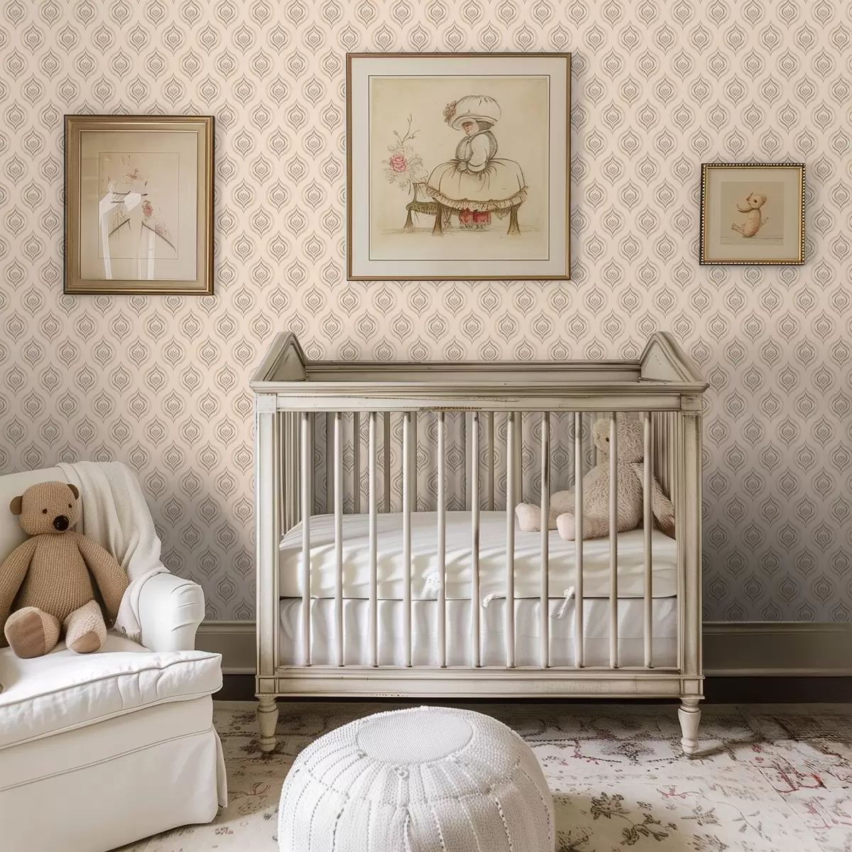 Tapete Pudrige Tropfenmotive mit einer Blume auf warmem Hintergrund a00977v2