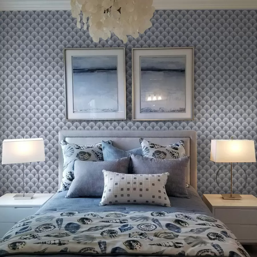 Fototapete Blaue Fächerbögen mit Strahlen auf hellblauem Hintergrund a00978v1