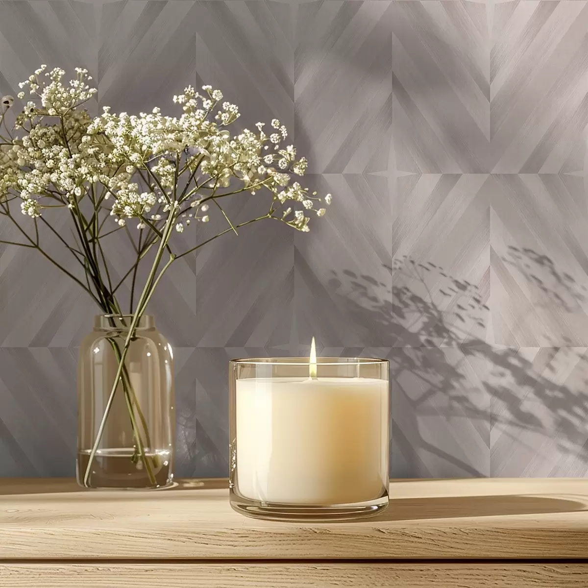 Tapete Weiches Muster aus diagonalen Strichen in Beigetönen a00983