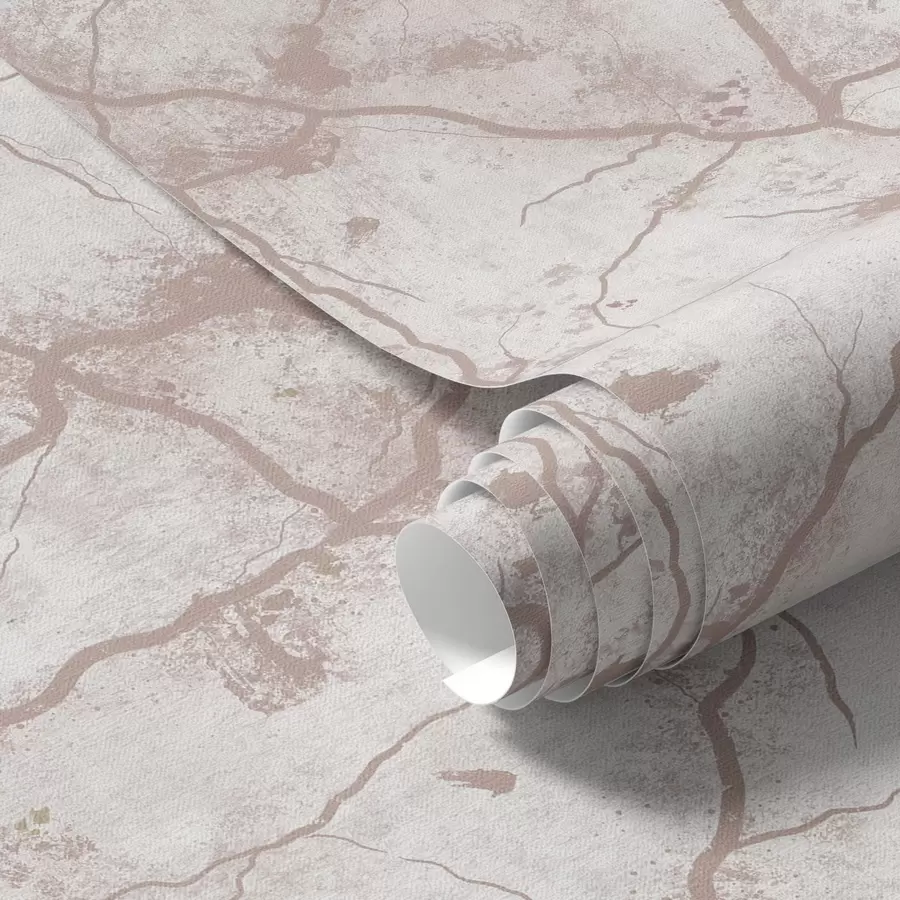 Fototapete Leichtbeton mit einem Netz aus rosa Rissen und Flecken a00987