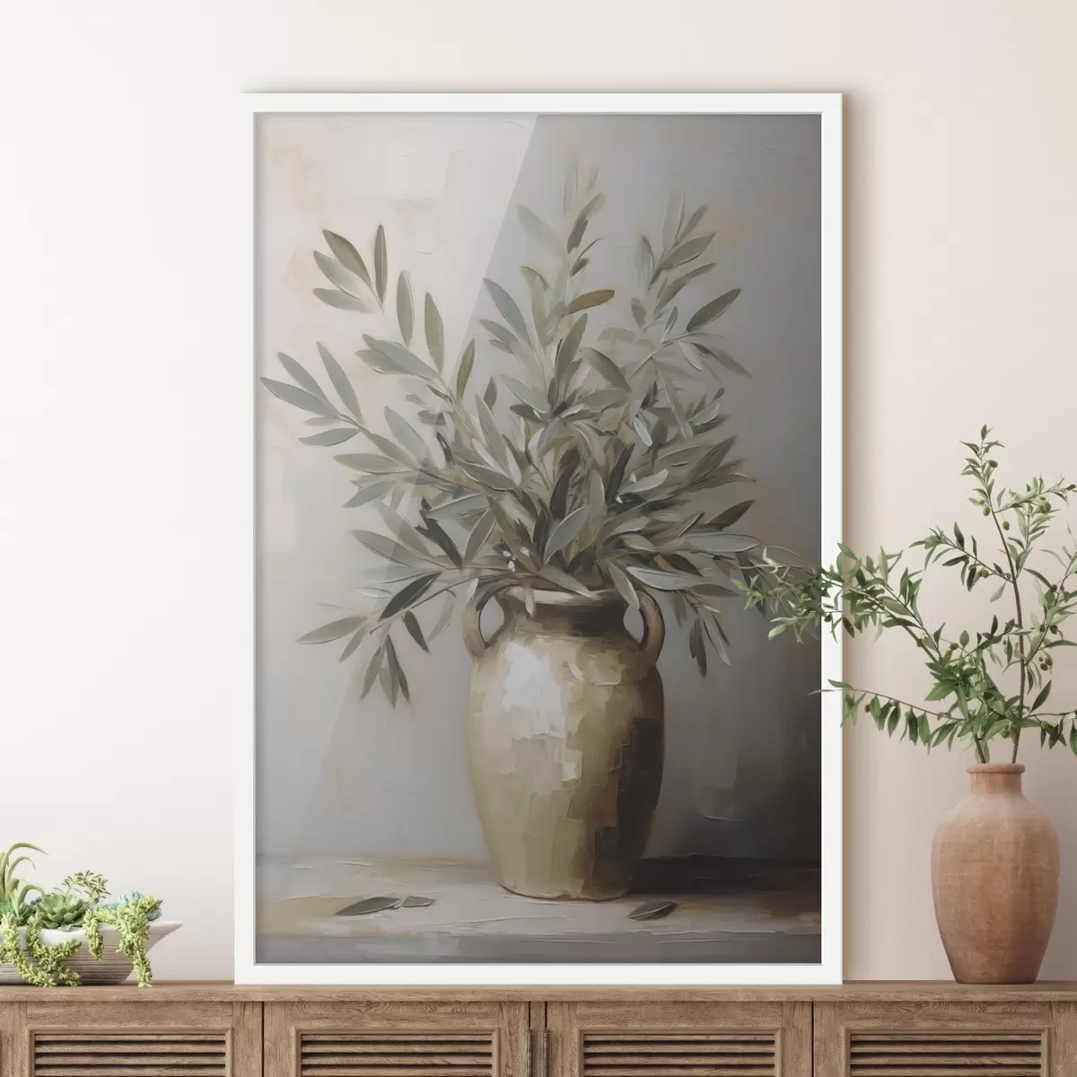 Poster Olivenzweige in einer Vase – Imitationsgemälde f46758