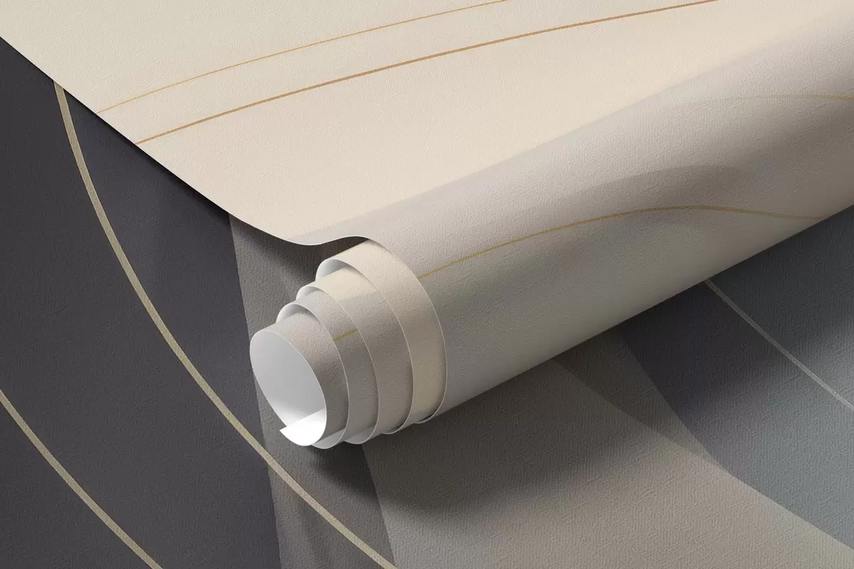 Fototapete Abstrakte, neblige Wellen in Grau-Creme-Tönen mit gelben Linien w09504