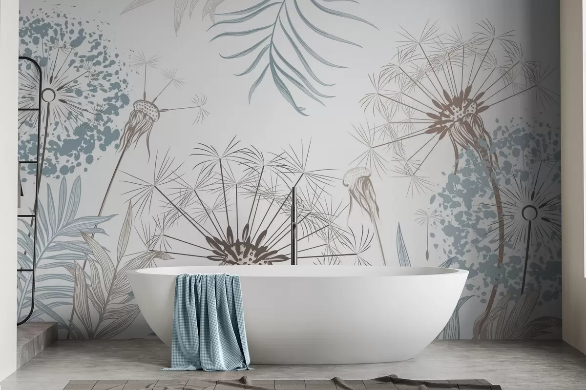 Fototapete Löwenzahn zwischen den Blättern w04942