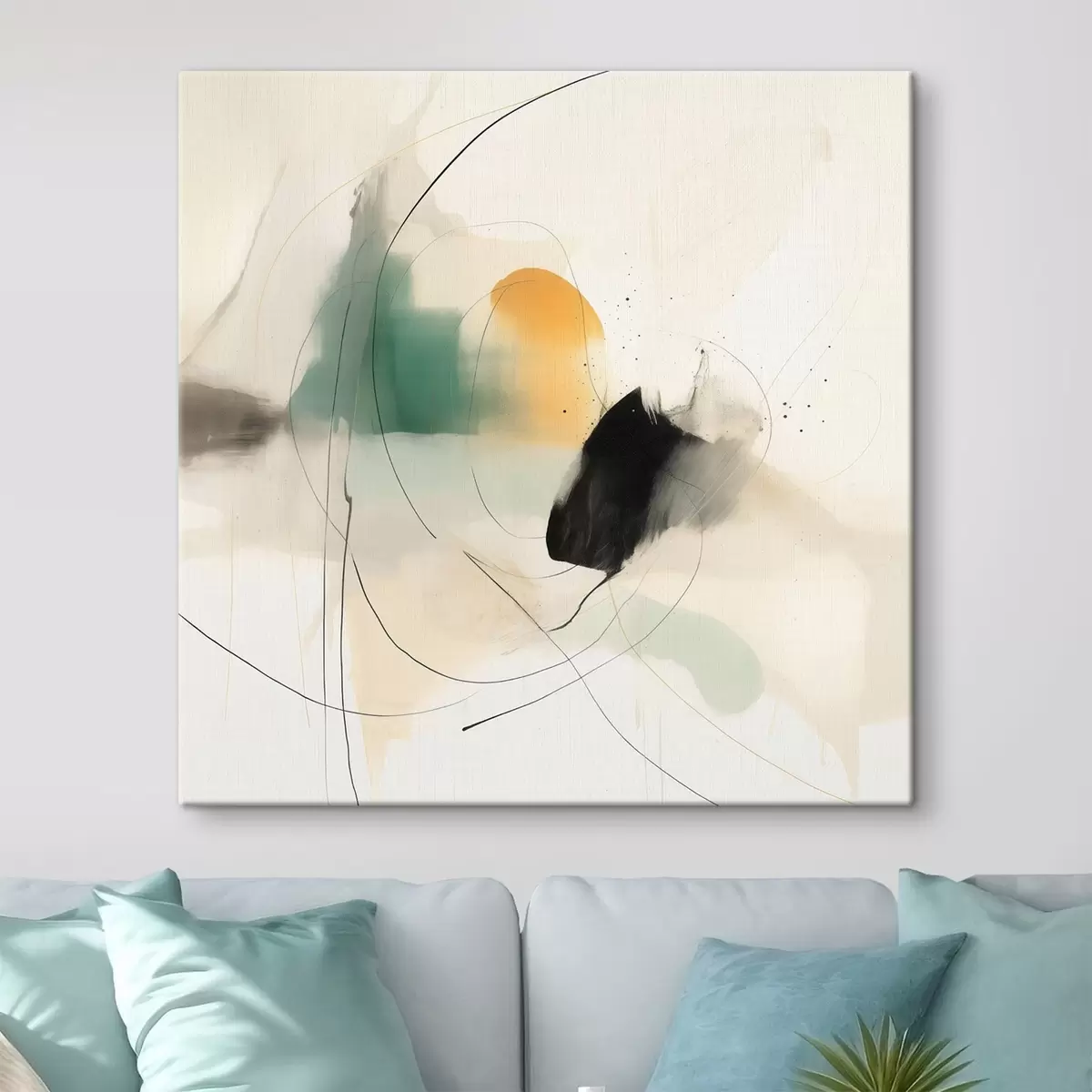 Wandbilder Weiche Dynamik von Farben und Linien in einem luftigen abstrakten Stil s46641