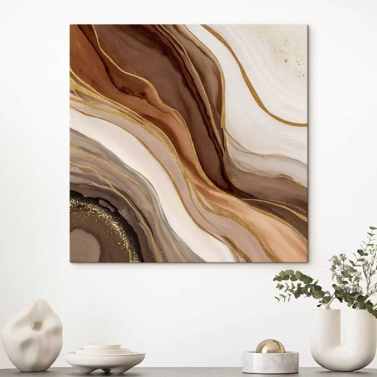 Wandbilder Steinzusammensetzung in Holztönen s46642