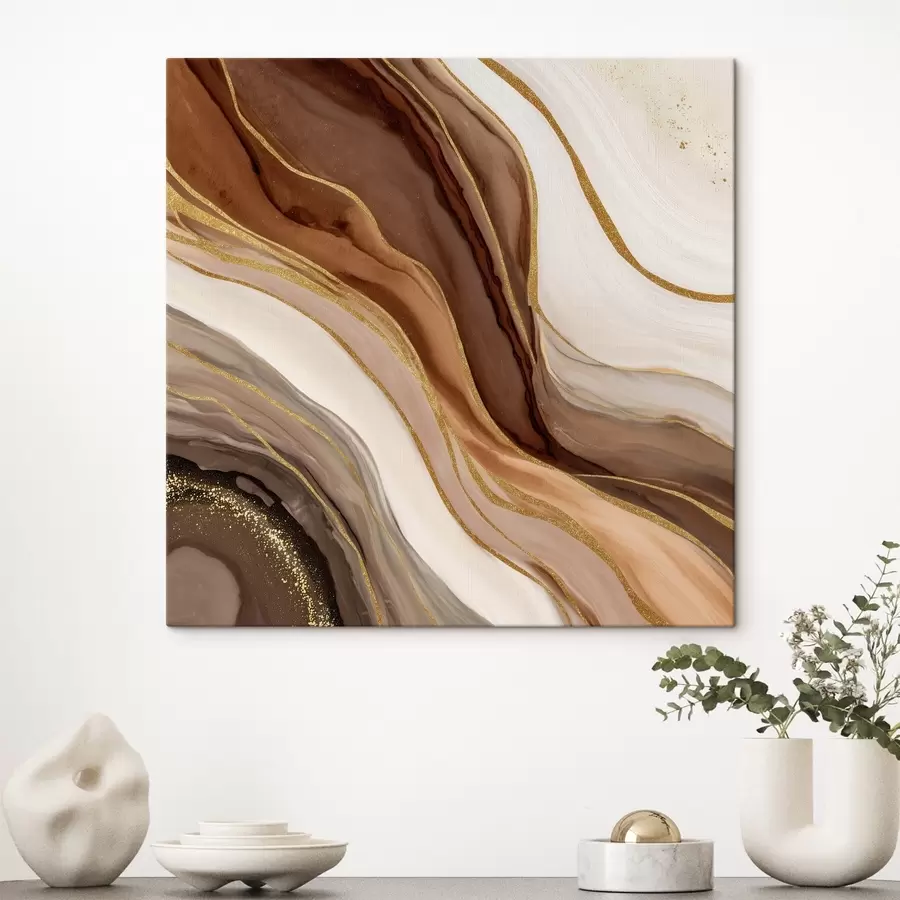 Wandbilder Steinzusammensetzung in Holztönen s46642