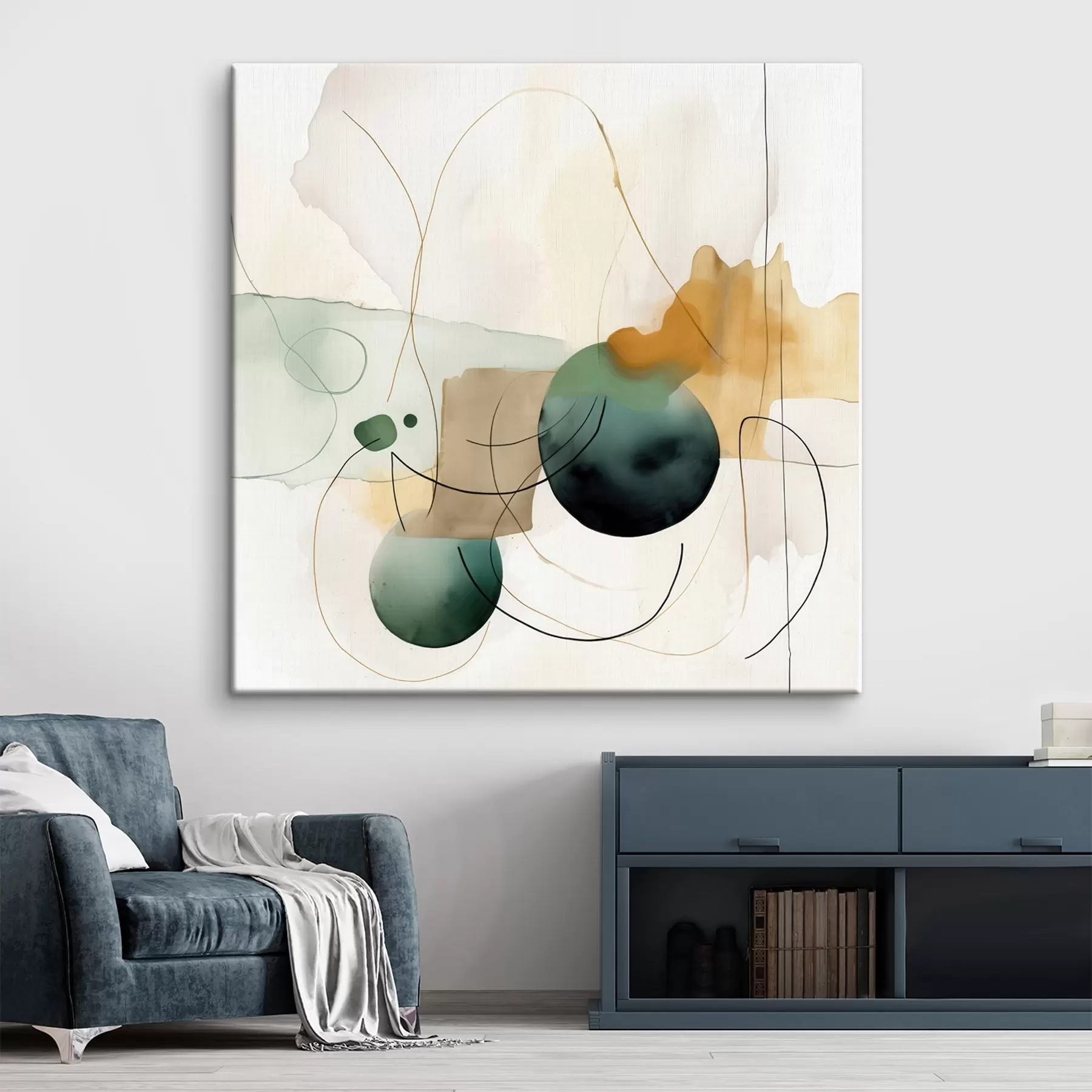 Wandbilder Rhythmus abgerundeter Silhouetten in modernem Aquarellstil s46648