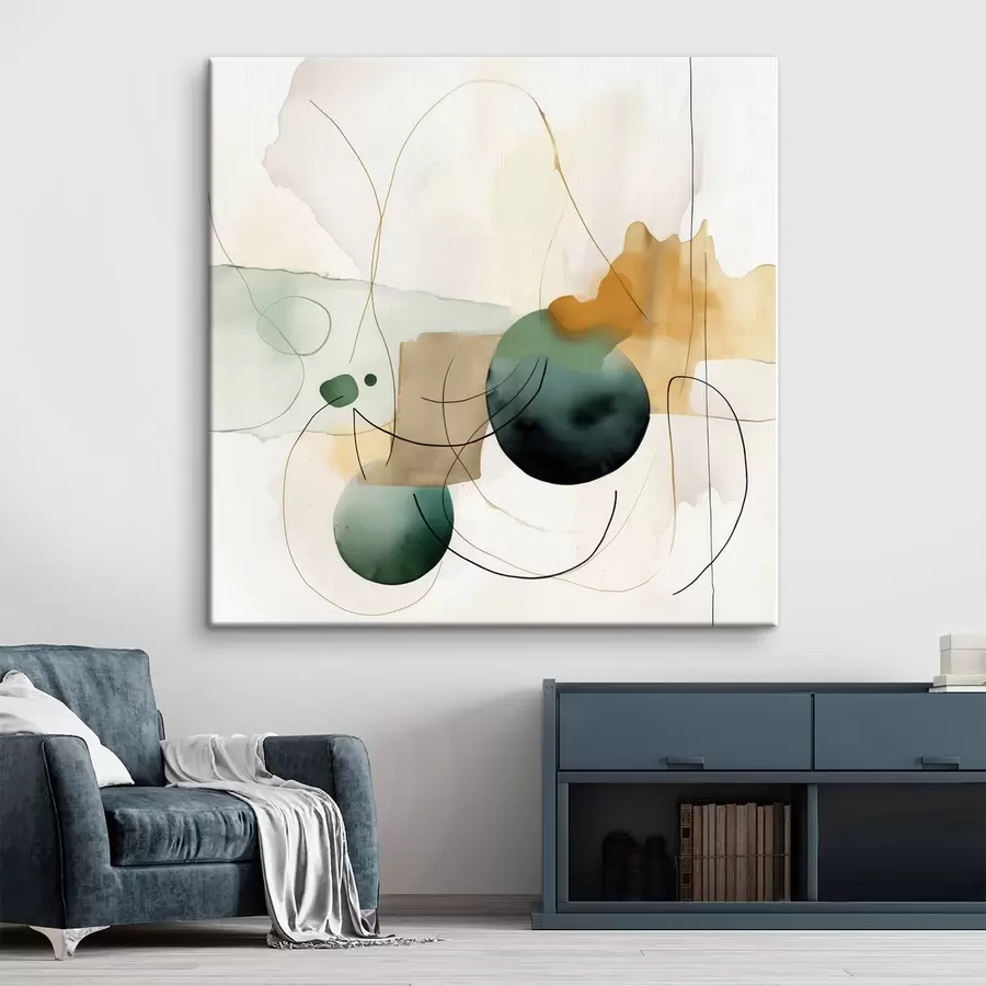 Wandbilder Rhythmus abgerundeter Silhouetten in modernem Aquarellstil s46648