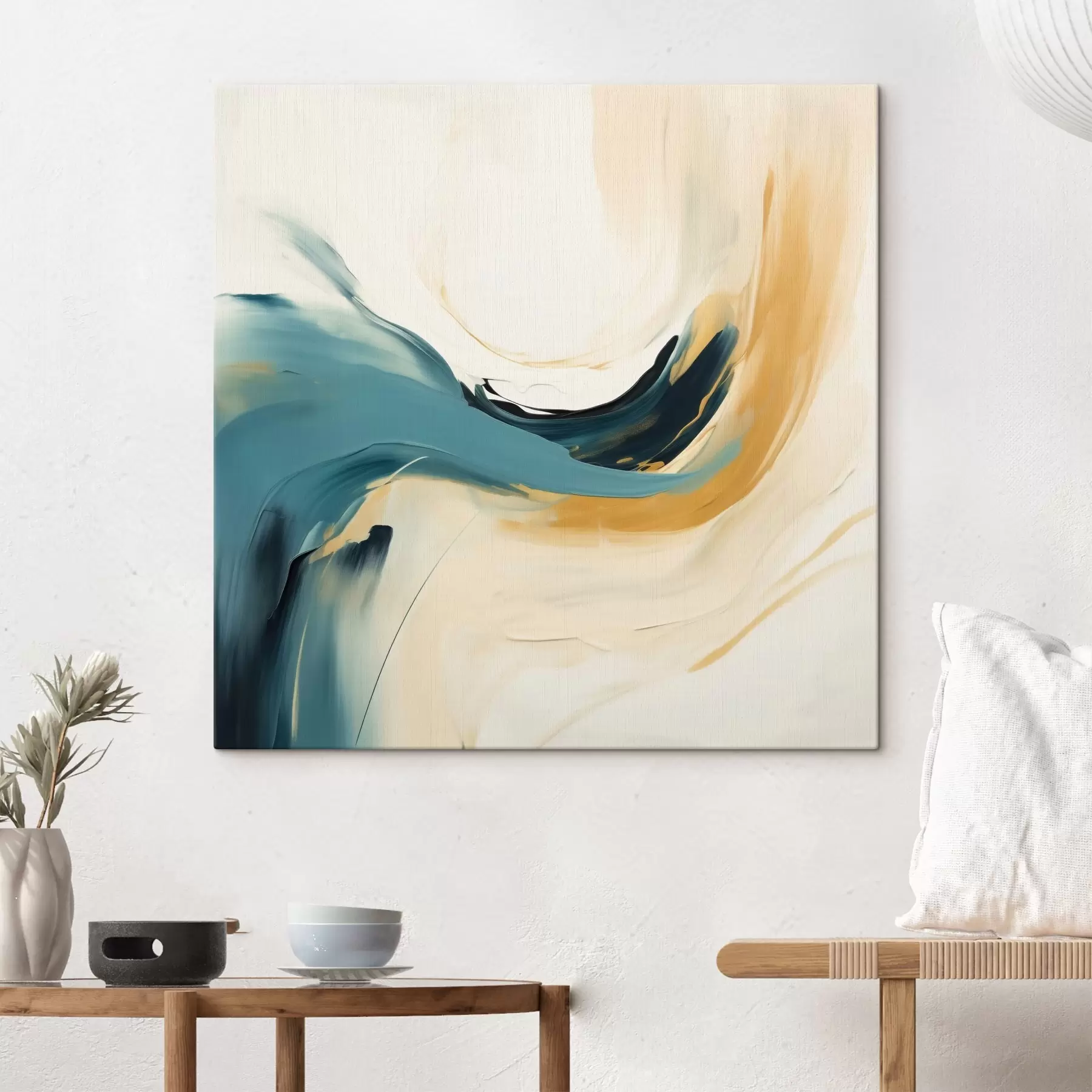 Wandbilder Abstraktion mit bewegten Formen in Pastelltönen s46656