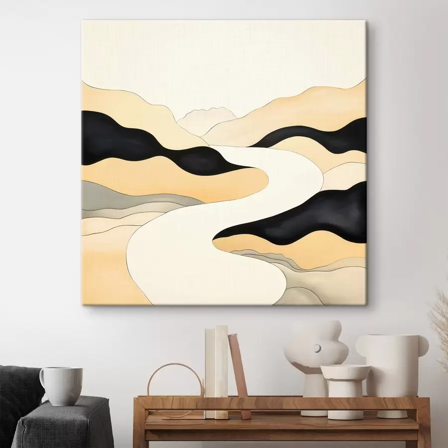 Wandbilder Künstlerische Komposition mit kontrastierenden Akzenten in warmen Farbtönen s46663