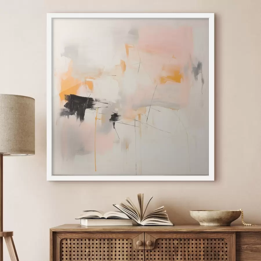 Fototapete Verschwommene Formen und dynamische Striche in einer gestischen Technik f46639