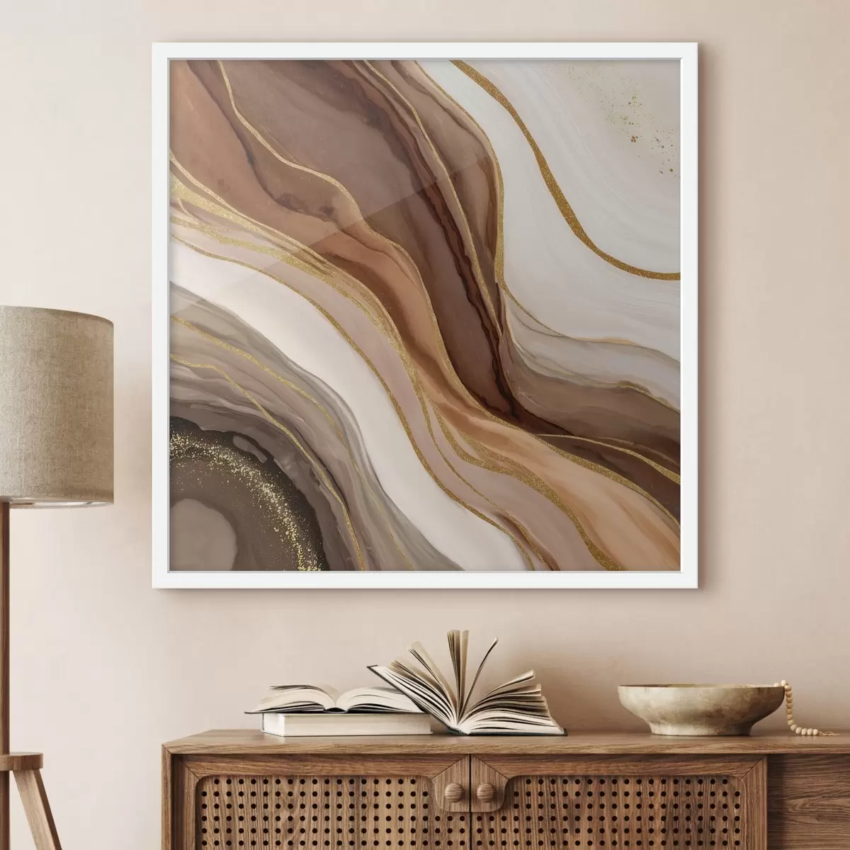 Poster Steinzusammensetzung in Holztönen f46642