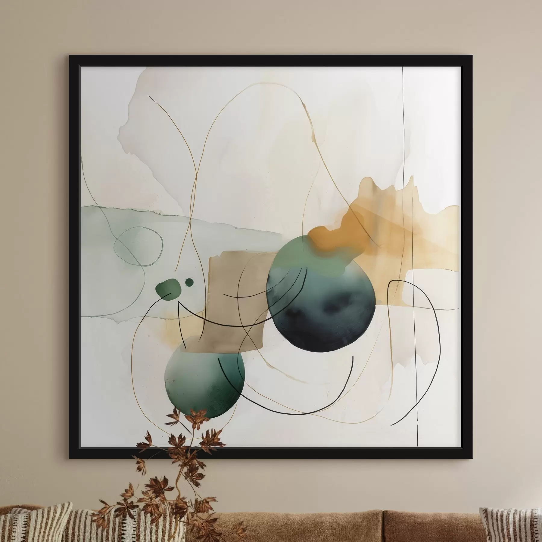 Fototapete Rhythmus abgerundeter Silhouetten in modernem Aquarellstil f46648