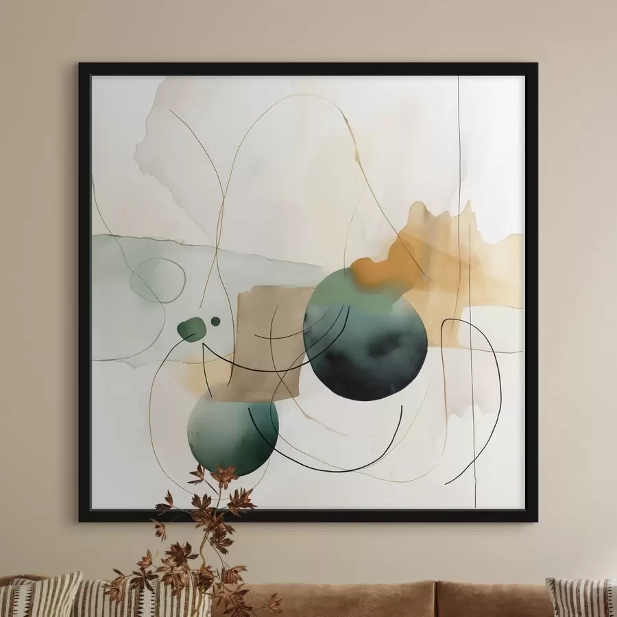 Fototapete Rhythmus abgerundeter Silhouetten in modernem Aquarellstil f46648