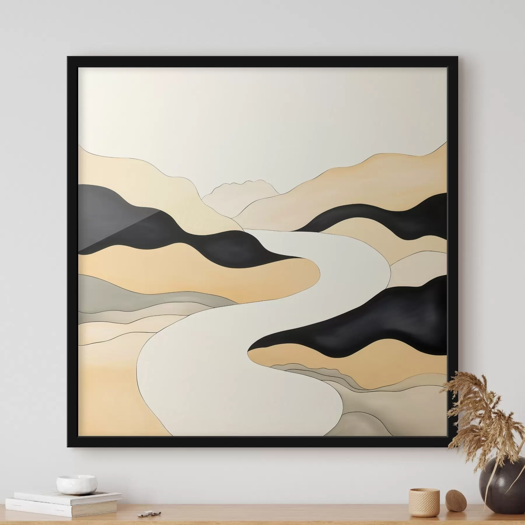 Fototapete Künstlerische Komposition mit kontrastierenden Akzenten in einer warmen Farbpalette f46663