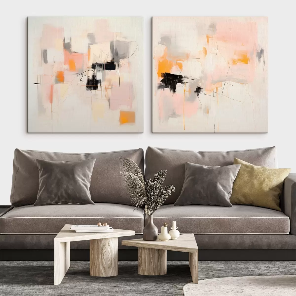 Wandbilder Künstlerische Komposition mit kontrastierenden Akzenten in zwei Teilen m00980