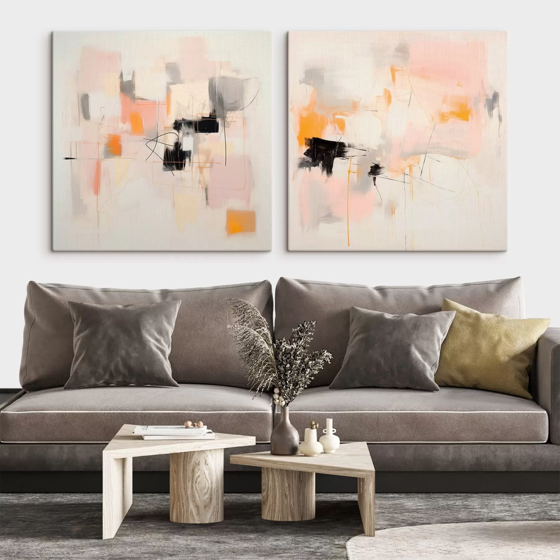 Wandbilder Künstlerische Komposition mit kontrastierenden Akzenten in zwei Teilen m00980