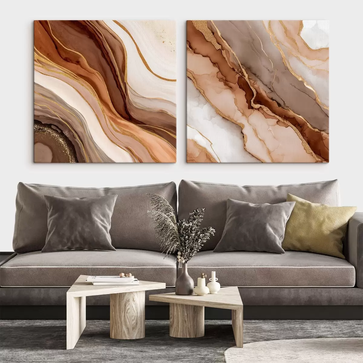 Wandbilder Zweiteilige abstrakte Komposition mit sanften Übergängen zwischen den Ebenen m00982