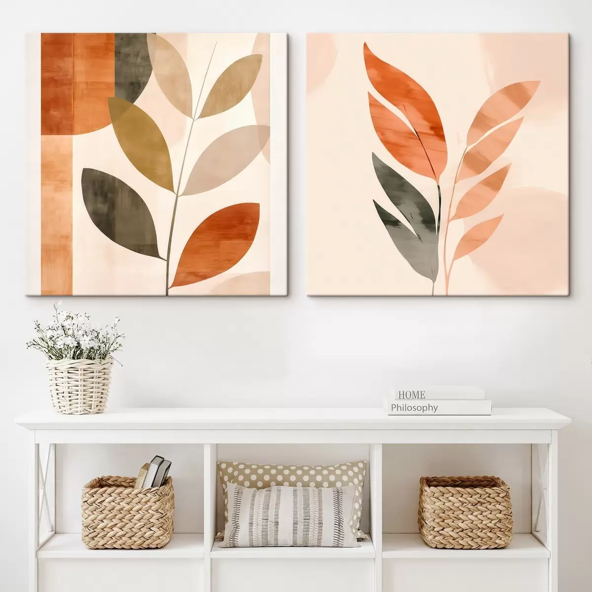 Wandbilder Stilisierte Pflanzenabbildung in ruhigen Farben m00984