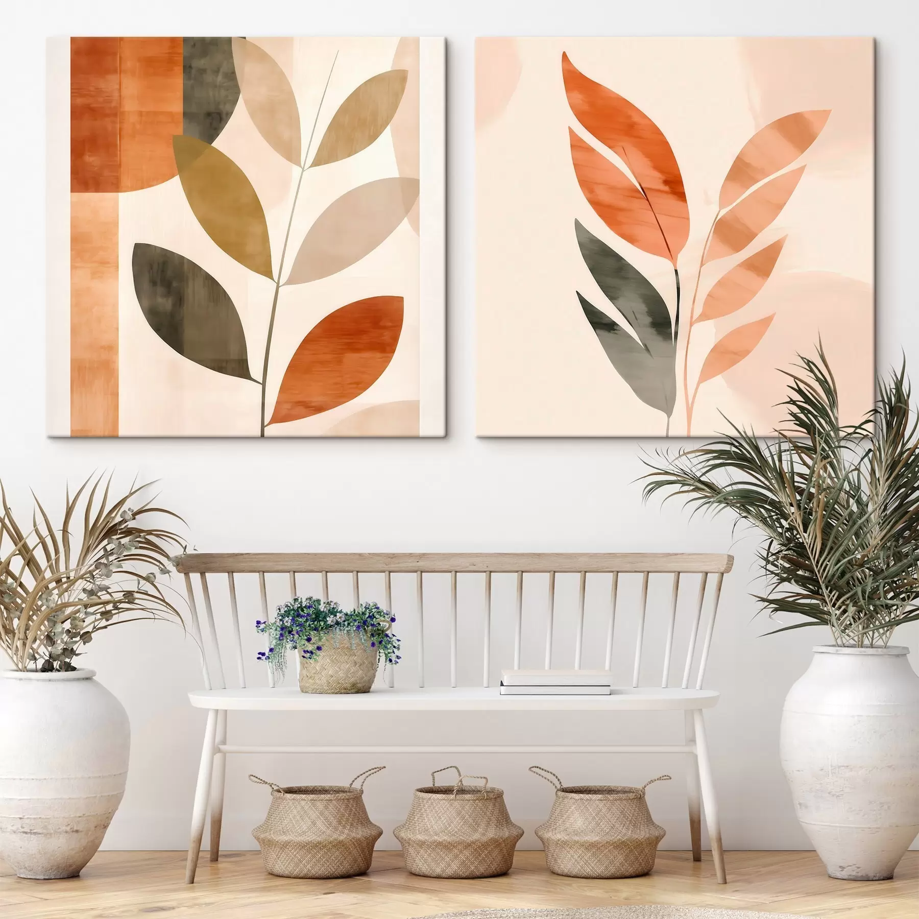 Wandbilder Stilisierte Pflanzenabbildung in ruhigen Farben m00984