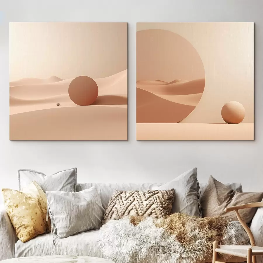 Wandbilder Komposition mit ruhigen Flächen und einer geometrischen Form m00990