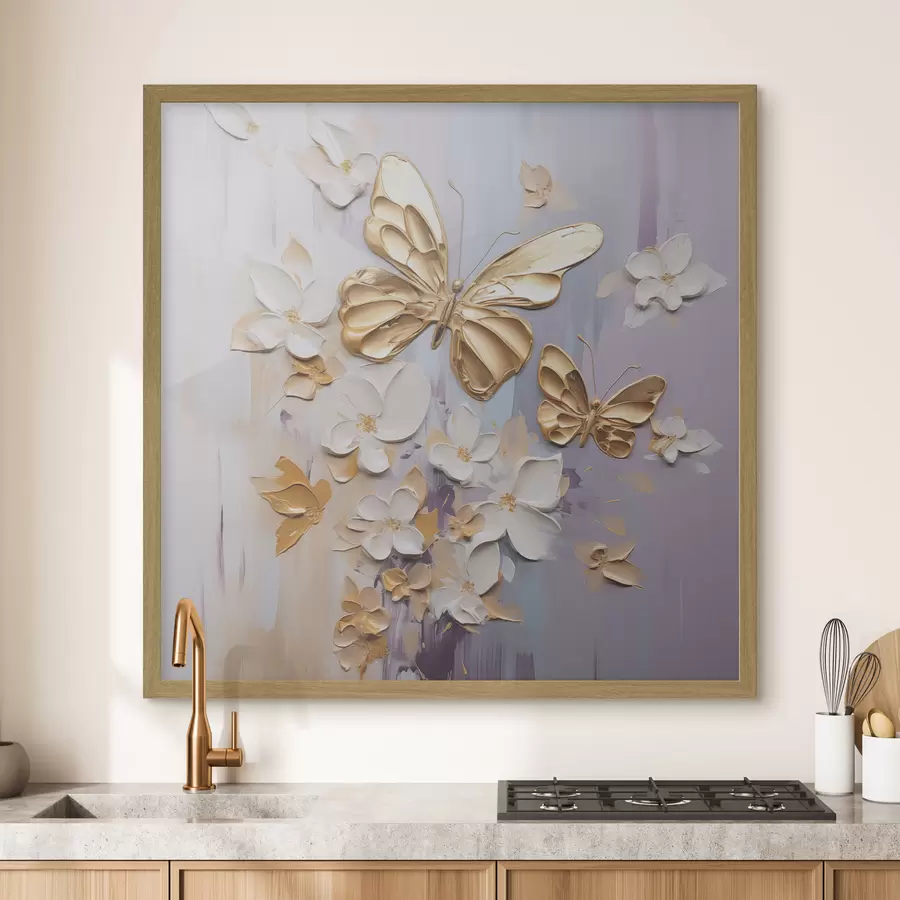 Fototapete Schmetterlinge und Blumen Imitationsmalerei f46828