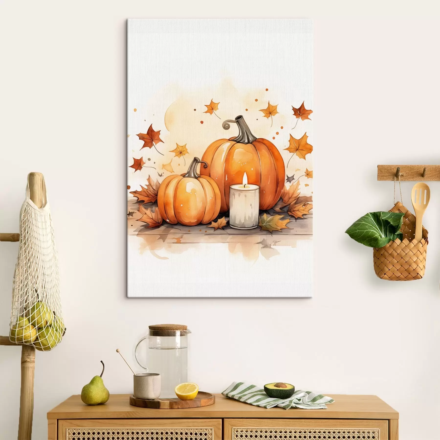 Wandbilder Herbstkomposition, Aquarellimitation s46770