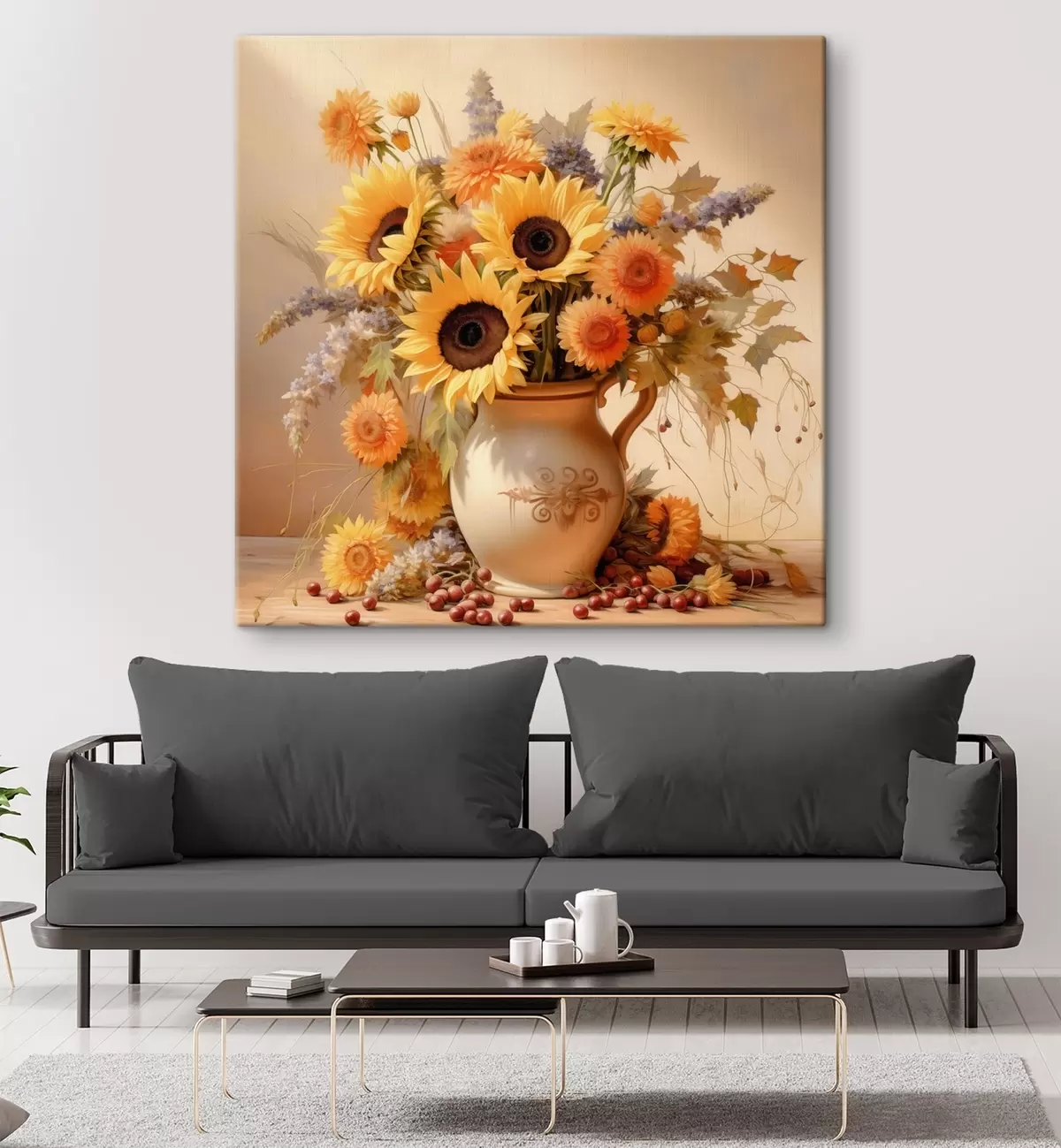 Wandbilder Herbstkomposition, Blumen in einer Vase s46774