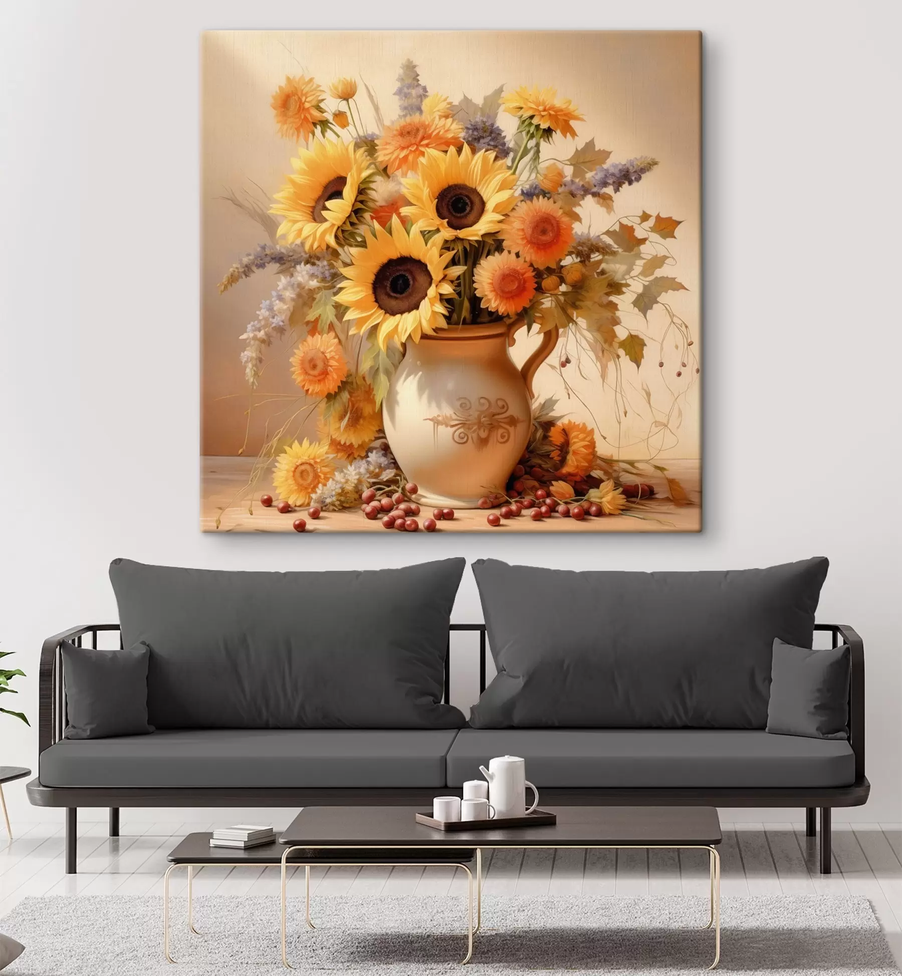 Wandbilder Herbstkomposition, Blumen in einer Vase s46774